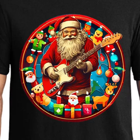 Cool Santa Rockin' Guitar   Festive Christmas Pajama Set