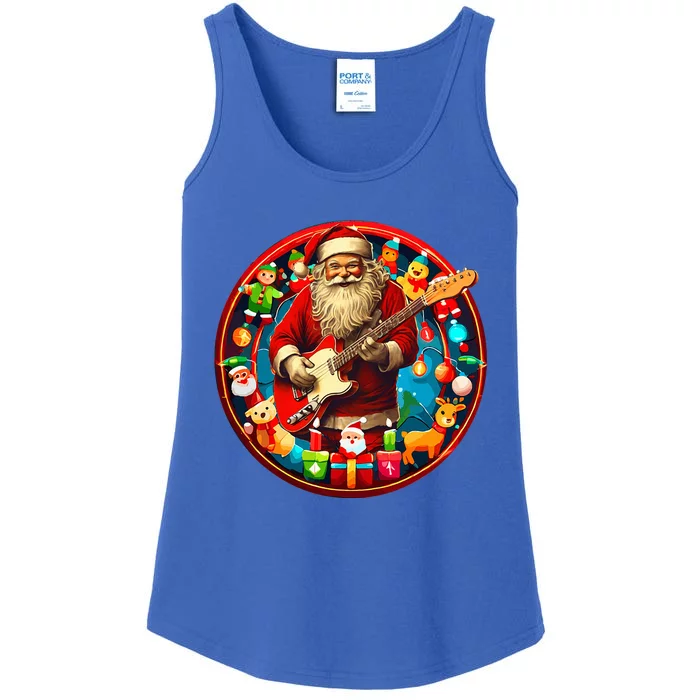 Cool Santa Rockin' Guitar   Festive Christmas Ladies Essential Tank