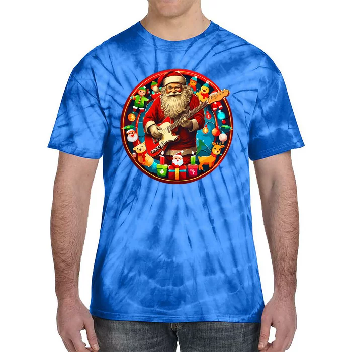 Cool Santa Rockin' Guitar   Festive Christmas Tie-Dye T-Shirt