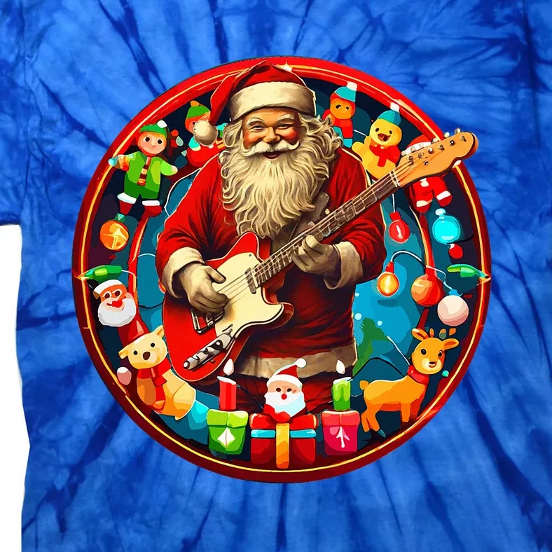 Cool Santa Rockin' Guitar   Festive Christmas Tie-Dye T-Shirt