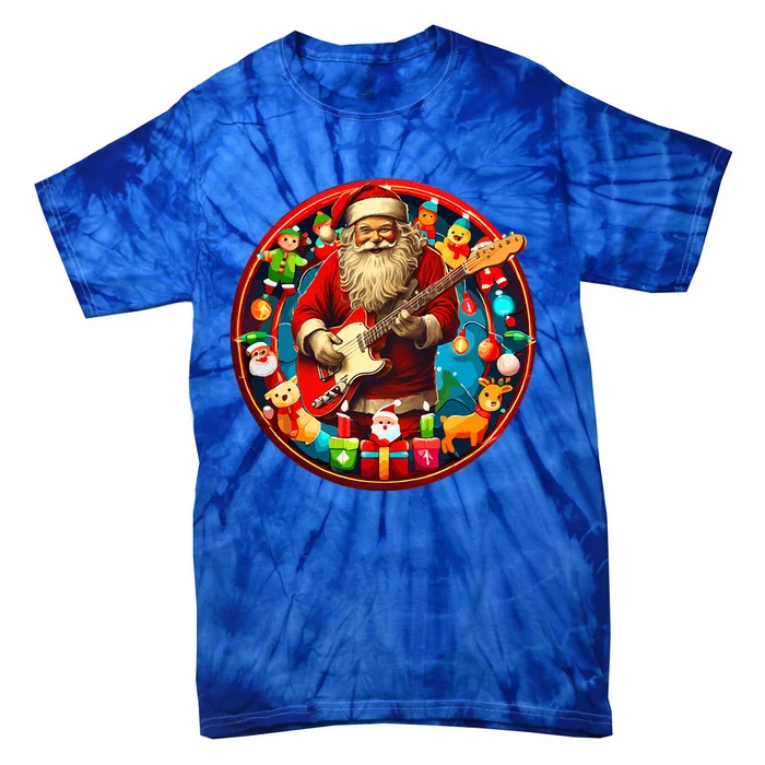 Cool Santa Rockin' Guitar   Festive Christmas Tie-Dye T-Shirt