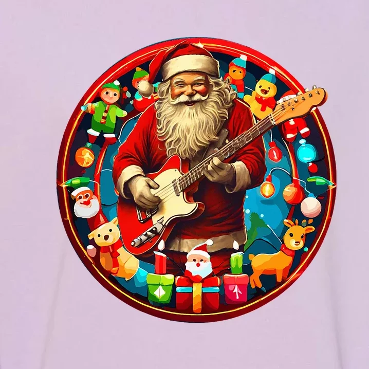 Cool Santa Rockin' Guitar   Festive Christmas Garment-Dyed Sweatshirt