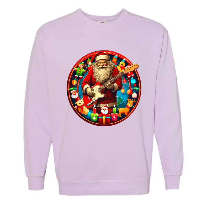 Cool Santa Rockin' Guitar   Festive Christmas Garment-Dyed Sweatshirt