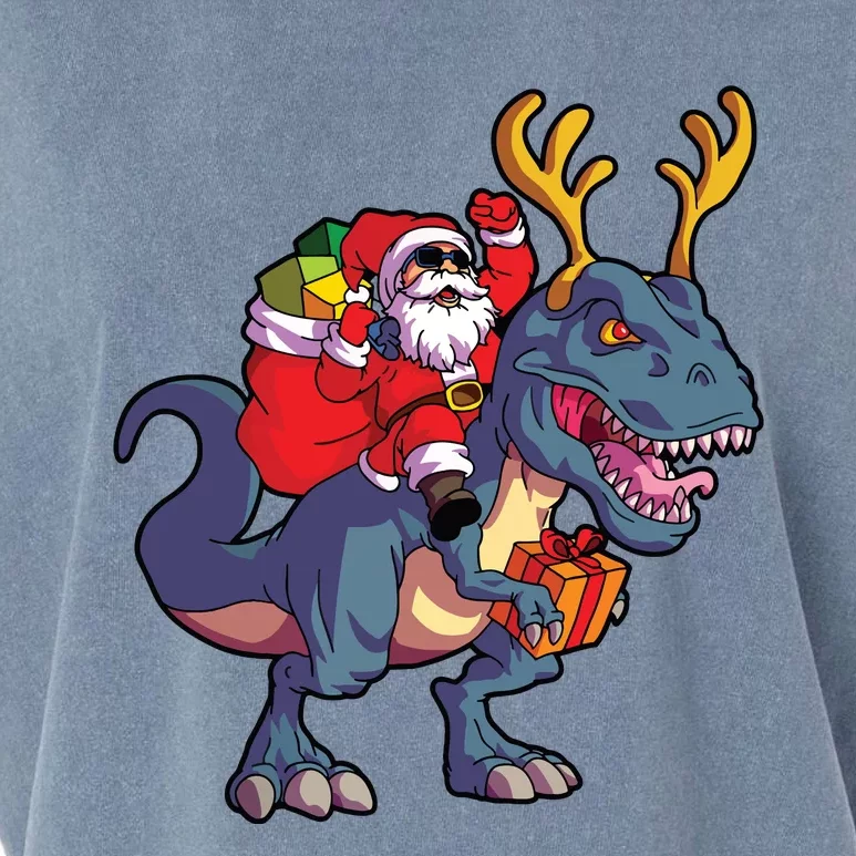 Christmas Santa Riding Dinosaur Deer Xmas Boy Garment-Dyed Women's Muscle Tee