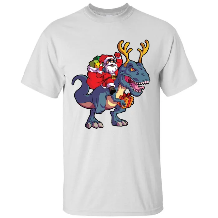 Christmas Santa Riding Dinosaur Deer Xmas Boy Tall T-Shirt