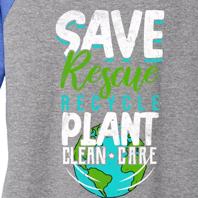 Cute Save Rescue Recycle Plant Clean Care Earth Day Gift Women's Tri-Blend 3/4-Sleeve Raglan Shirt