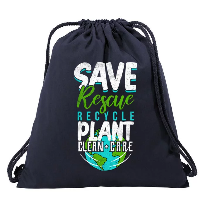 Cute Save Rescue Recycle Plant Clean Care Earth Day Gift Drawstring Bag