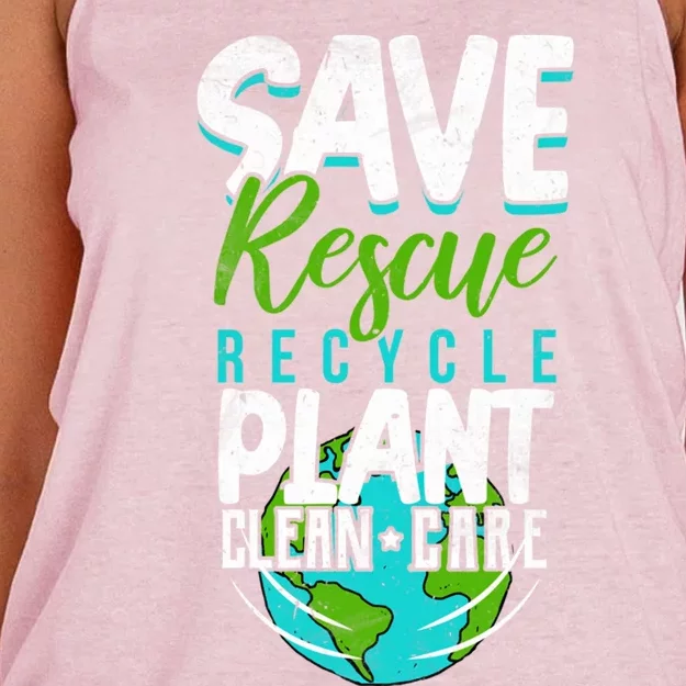 Cute Save Rescue Recycle Plant Clean Care Earth Day Gift Women's Knotted Racerback Tank