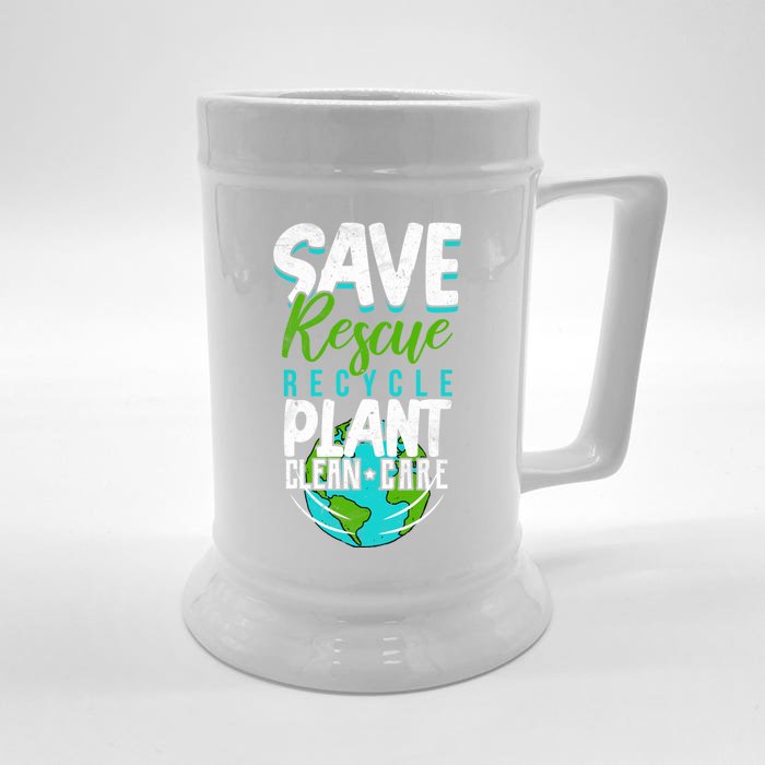 Cute Save Rescue Recycle Plant Clean Care Earth Day Gift Front & Back Beer Stein