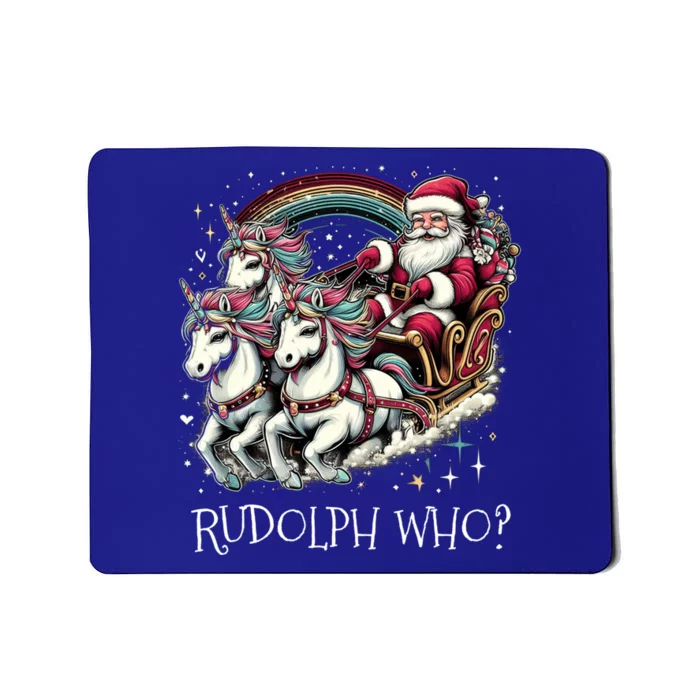 Christmas Santa Riding Unicorn Xmas Rainbow Gift Mousepad