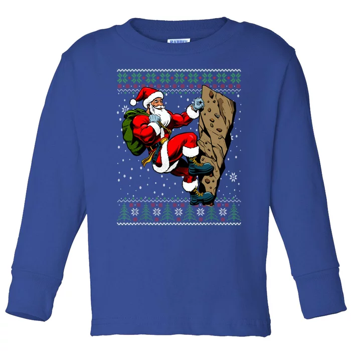 Christmas Santa Rock Climbing Ugly Christmas Sweater Cool Gift Toddler Long Sleeve Shirt