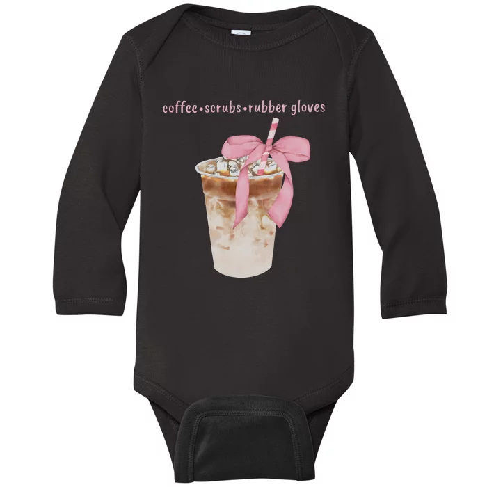 Coffee Scrubs Rubber Gloves Baby Long Sleeve Bodysuit