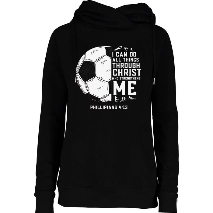 Christian Soccer Religious Gifts Womens Funnel Neck Pullover Hood