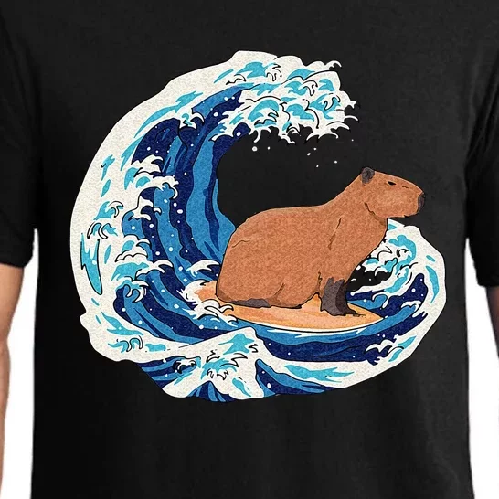 Capybara Surfing Rodent Wave Humor Animal Pajama Set