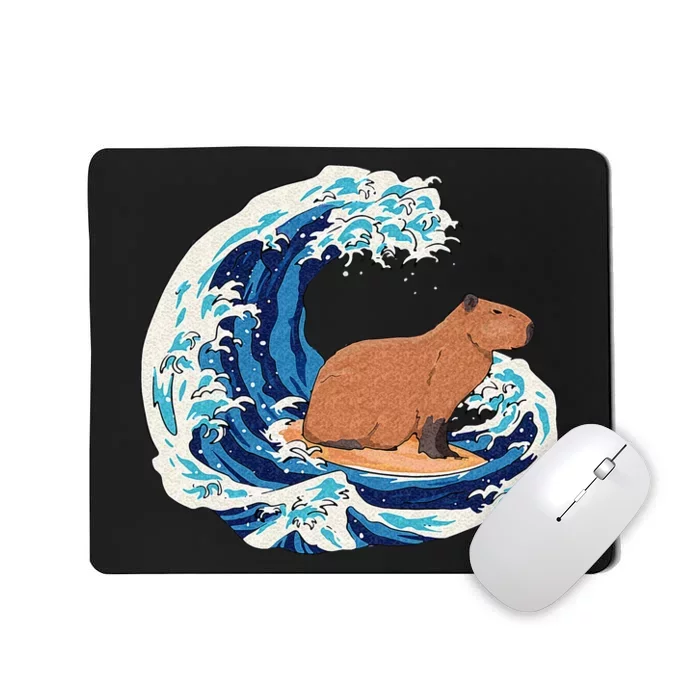 Capybara Surfing Rodent Wave Humor Animal Mousepad