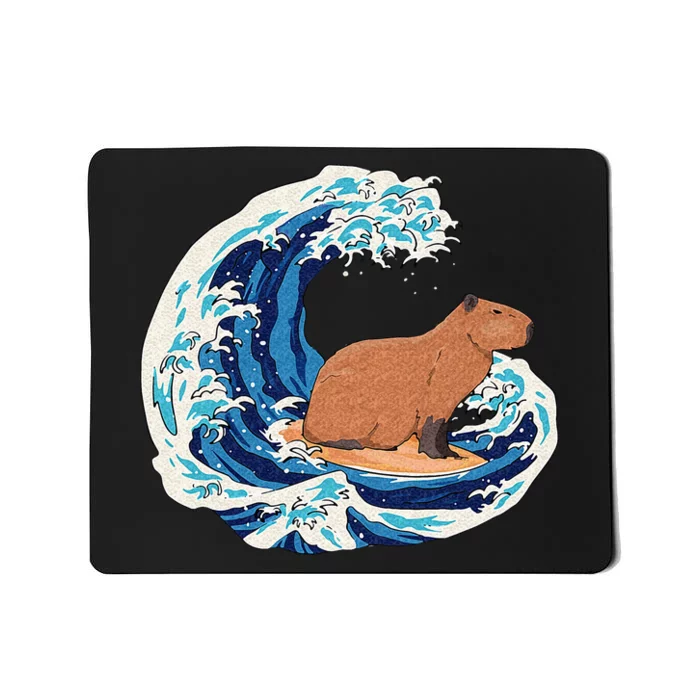 Capybara Surfing Rodent Wave Humor Animal Mousepad