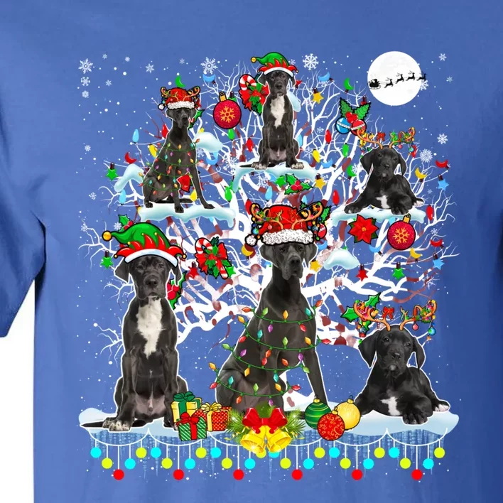 Cute Santa Reindeer Elf Great Danes On Xmas Tree Ornats Great Gift Tall T-Shirt