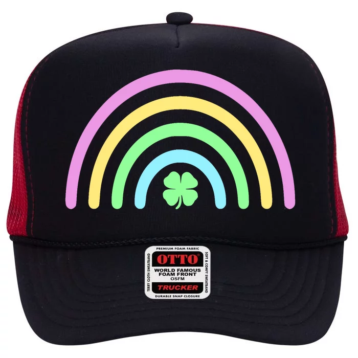 Colorful Shamrock Rainbow High Crown Mesh Trucker Hat