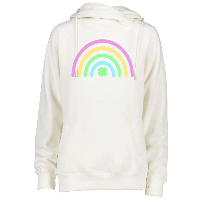 Colorful Shamrock Rainbow Womens Funnel Neck Pullover Hood