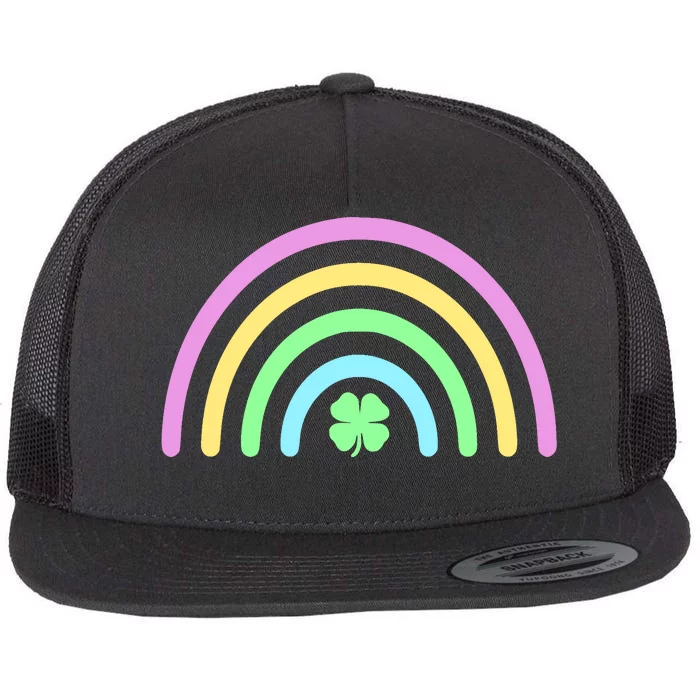 Colorful Shamrock Rainbow Flat Bill Trucker Hat