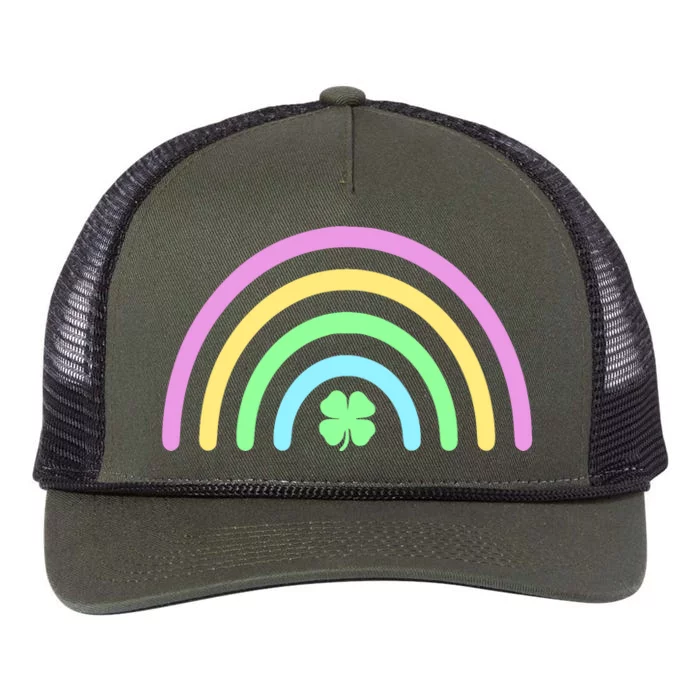 Colorful Shamrock Rainbow Retro Rope Trucker Hat Cap