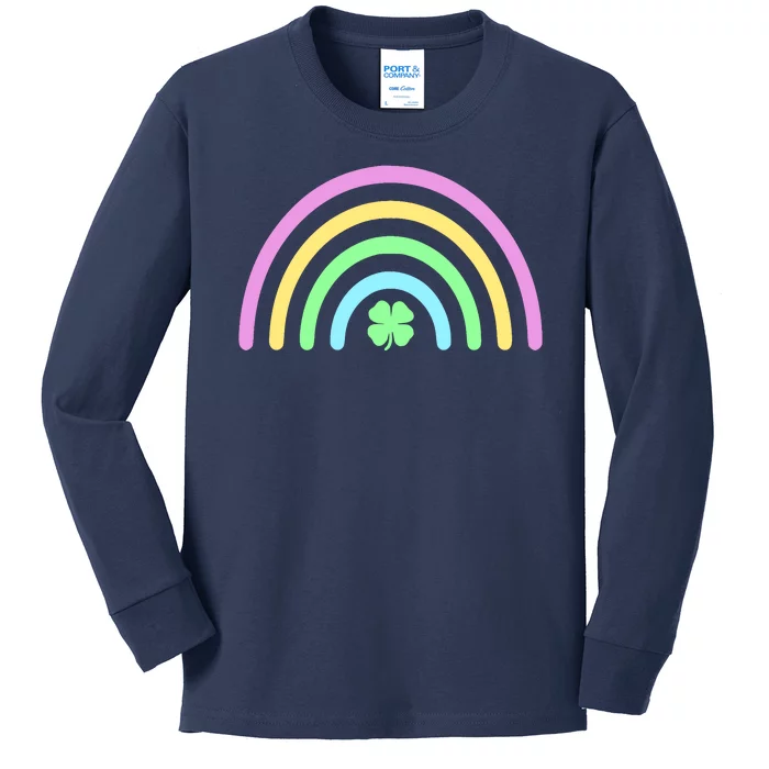 Colorful Shamrock Rainbow Kids Long Sleeve Shirt