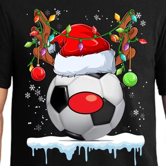 Christmas Soccer Reindeer Santa Hat Light Xmas Boys Cute Gift Pajama Set