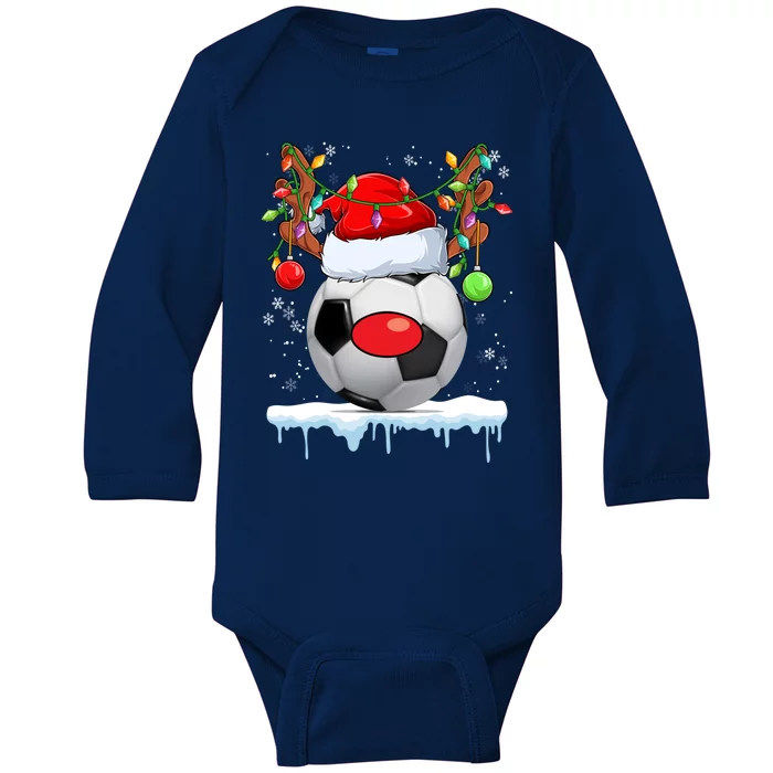 Christmas Soccer Reindeer Santa Hat Light Xmas Boys Cute Gift Baby Long Sleeve Bodysuit