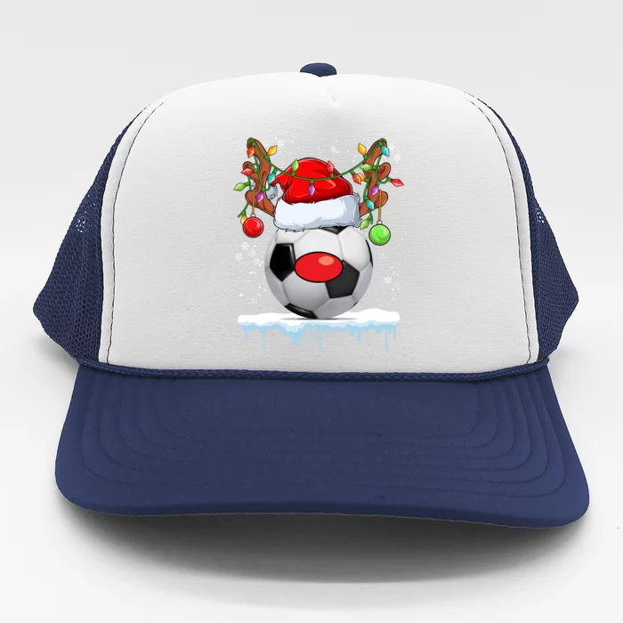 Christmas Soccer Reindeer Santa Hat Light Xmas Boys Cute Gift Trucker Hat