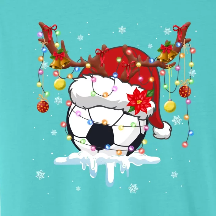 Christmas Soccer Reindeer And Santa Hat Xmas Tree Light Gift ChromaSoft Performance T-Shirt