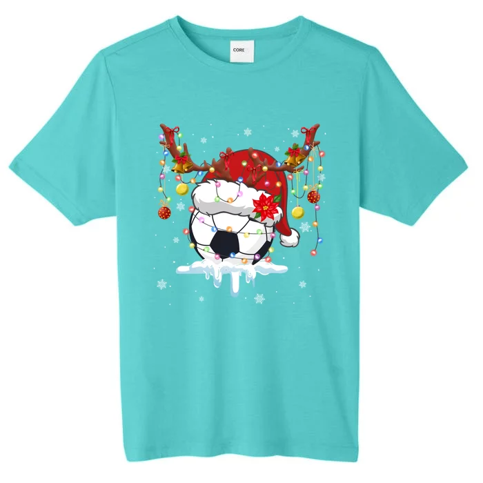 Christmas Soccer Reindeer And Santa Hat Xmas Tree Light Gift ChromaSoft Performance T-Shirt