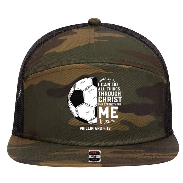 Christian Soccer Religious Gifts 7 Panel Mesh Trucker Snapback Hat