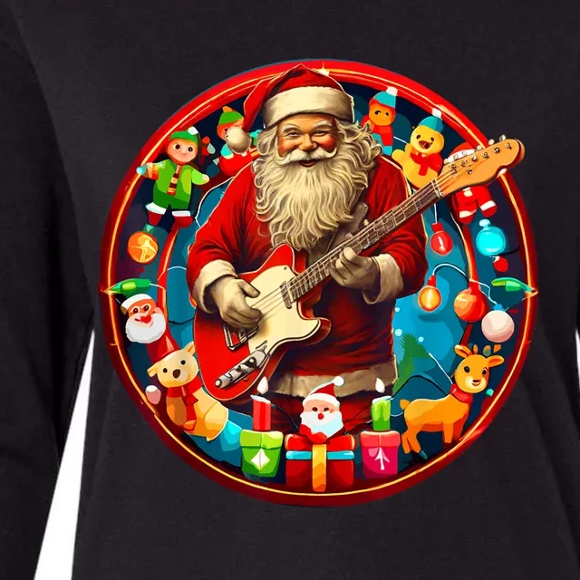 Cool Santa Rockin Guitar Festive Christmas Womens Cotton Relaxed Long Sleeve T-Shirt