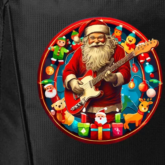 Cool Santa Rockin Guitar Festive Christmas City Backpack