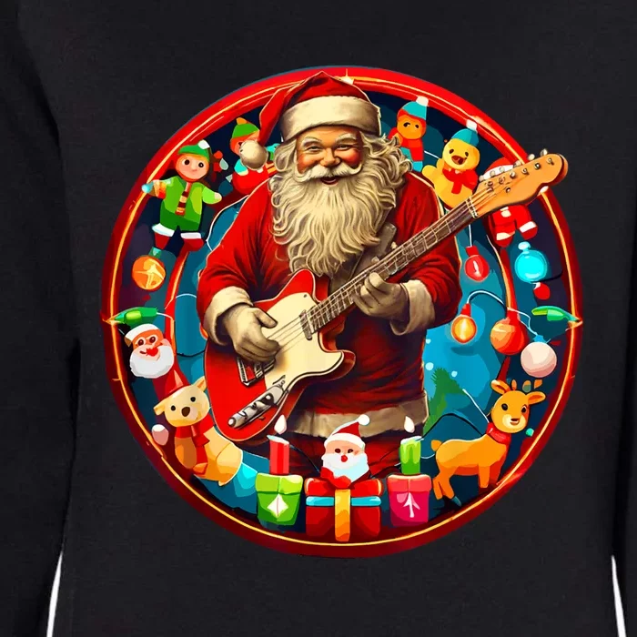 Cool Santa Rockin Guitar Festive Christmas Womens California Wash Sweatshirt