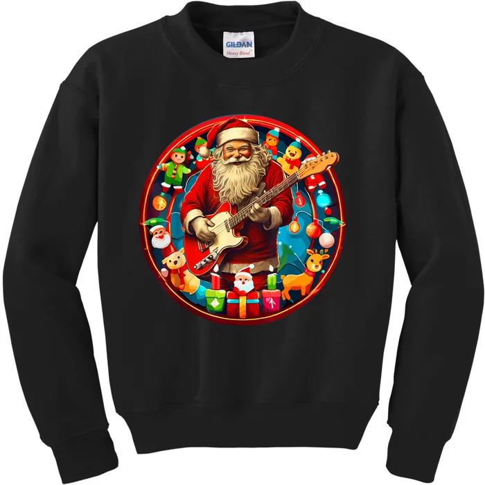 Cool Santa Rockin Guitar Festive Christmas Kids Sweatshirt