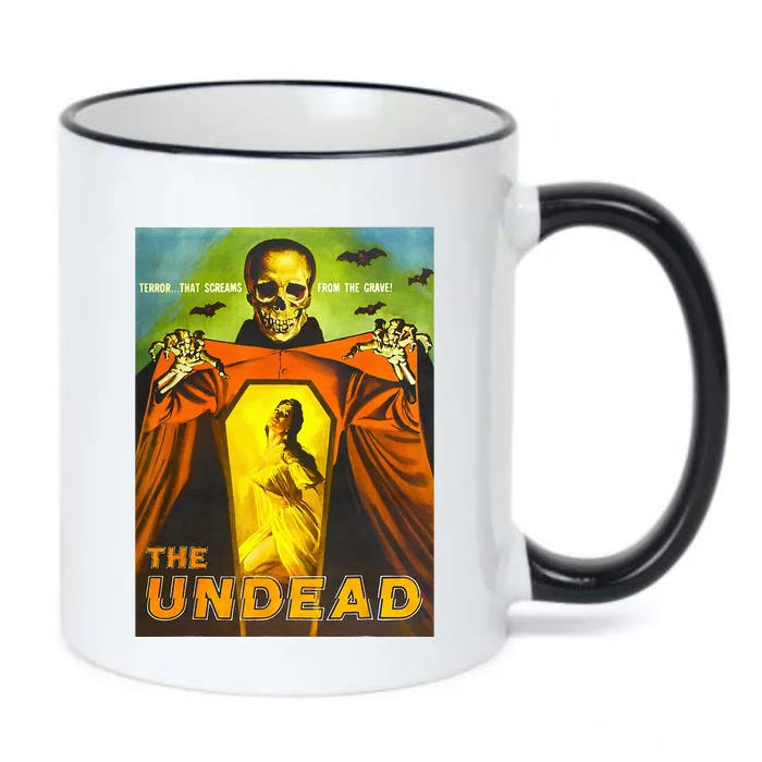 Creepy Skeleton Retro Halloween Monster Poster Horror Movie Black Color Changing Mug