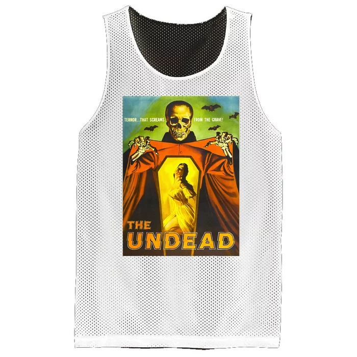 Creepy Skeleton Retro Halloween Monster Poster Horror Movie Mesh Reversible Basketball Jersey Tank