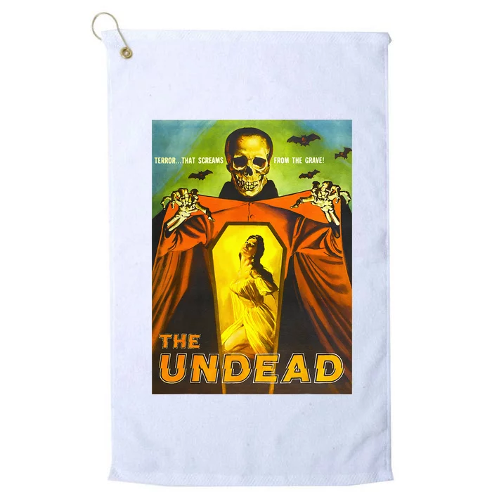 Creepy Skeleton Retro Halloween Monster Poster Horror Movie Platinum Collection Golf Towel