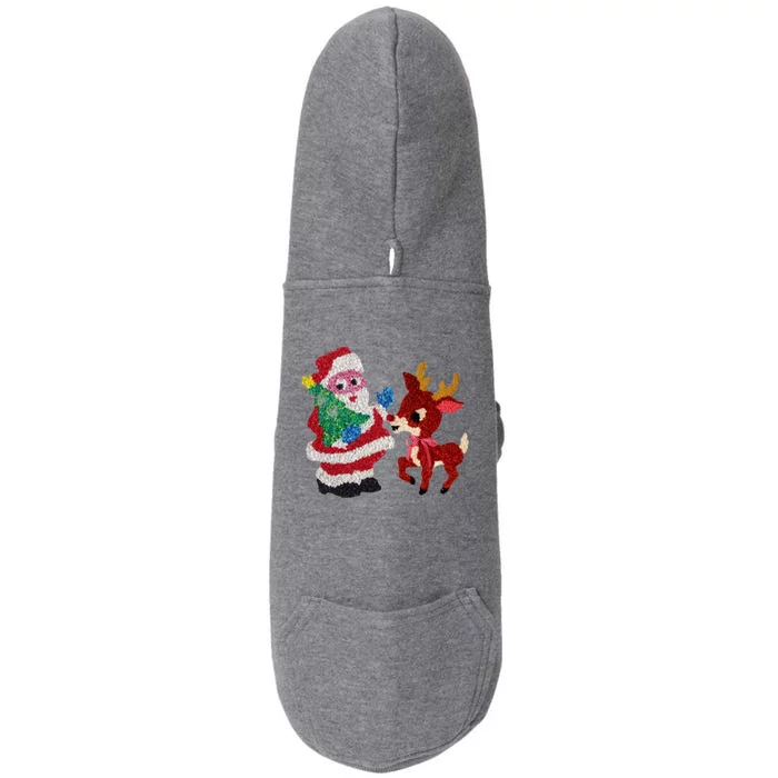 Cute Santa Reindeer Best Friends Christmas Cheer Doggie 3-End Fleece Hoodie