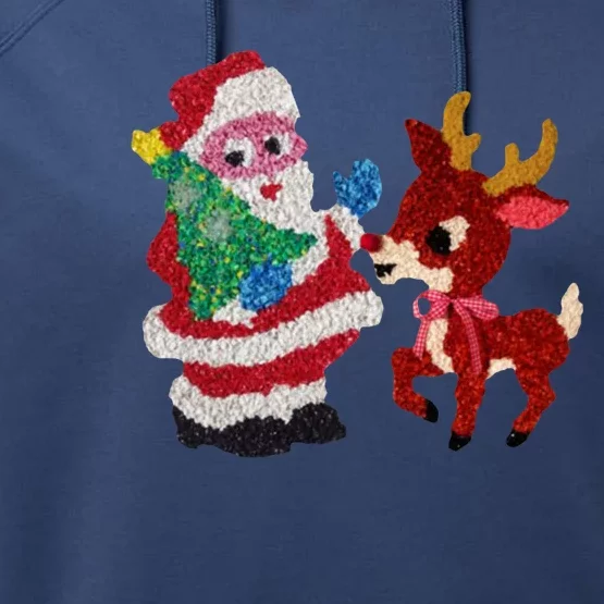 Cute Santa Reindeer Best Friends Christmas Cheer Performance Fleece Hoodie