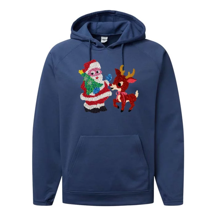 Cute Santa Reindeer Best Friends Christmas Cheer Performance Fleece Hoodie