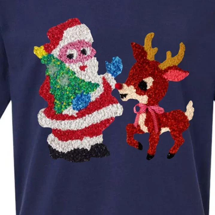 Cute Santa Reindeer Best Friends Christmas Cheer Sueded Cloud Jersey T-Shirt