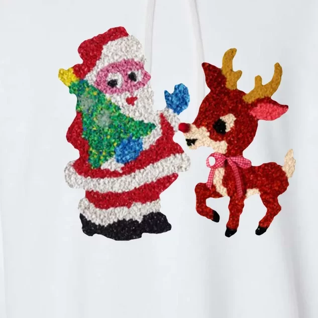 Cute Santa Reindeer Best Friends Christmas Cheer Garment-Dyed Fleece Hoodie