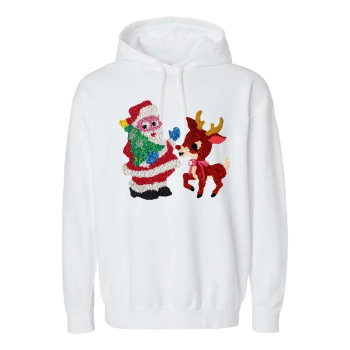 Cute Santa Reindeer Best Friends Christmas Cheer Garment-Dyed Fleece Hoodie