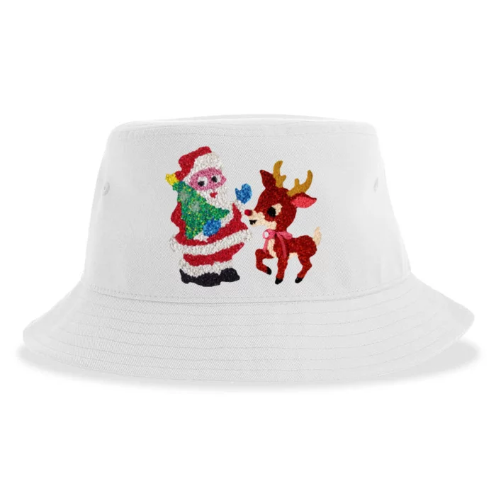 Cute Santa Reindeer Best Friends Christmas Cheer Sustainable Bucket Hat