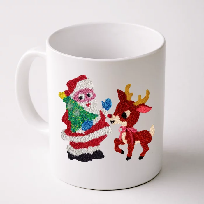 Cute Santa Reindeer Best Friends Christmas Cheer Front & Back Coffee Mug