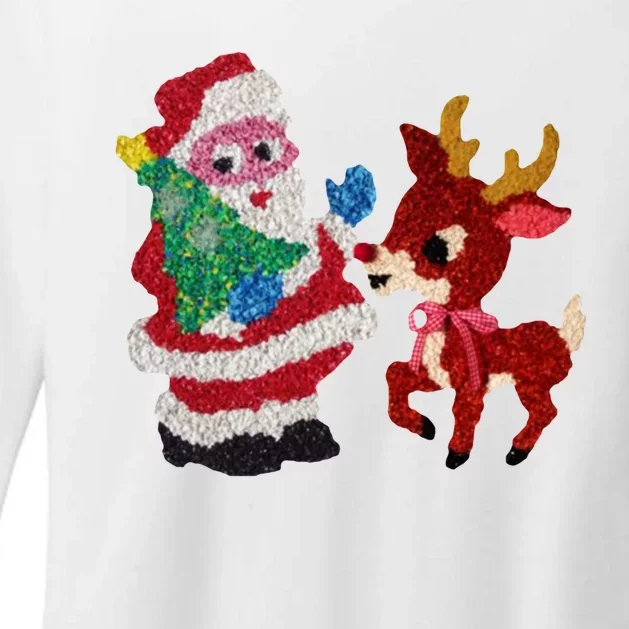 Cute Santa Reindeer Best Friends Christmas Cheer Womens CVC Long Sleeve Shirt