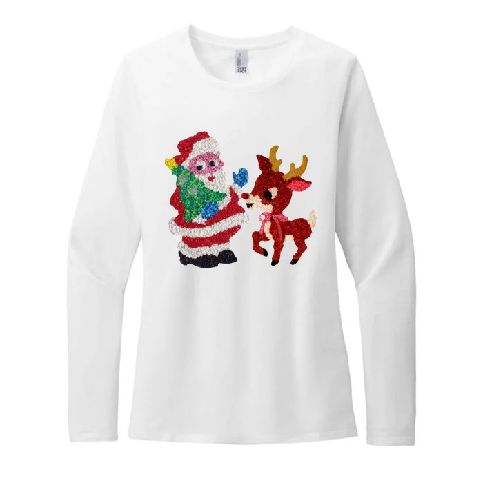 Cute Santa Reindeer Best Friends Christmas Cheer Womens CVC Long Sleeve Shirt