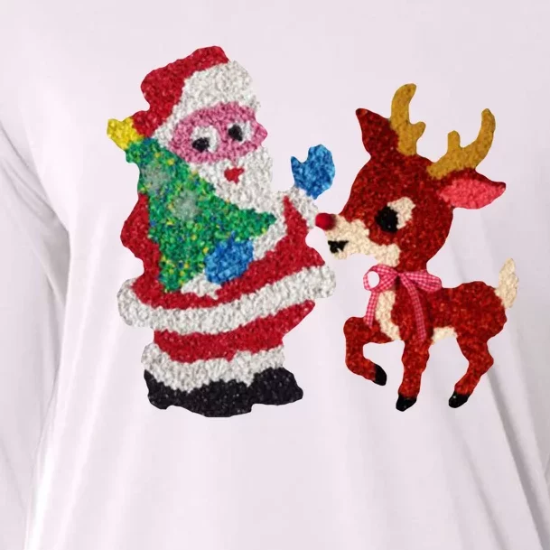 Cute Santa Reindeer Best Friends Christmas Cheer Cooling Performance Long Sleeve Crew